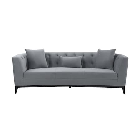 Armen Living Melange Gray Velvet Sofa with Black Wood Base LCMG3GREY